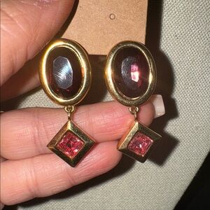 Vintage Monet Purple Glass Earrings